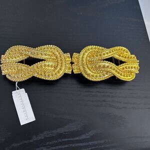 NWT vintage Dotty Smith gold-tone rope knot two-piece interlocking belt buckle.